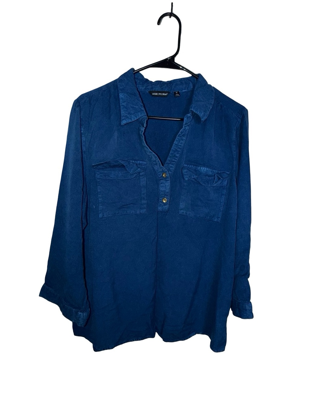 Unique Spectrum Navy Button-Front Utility Shirt